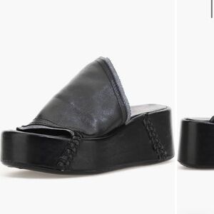 NEW A.S. 98 Marlon Platform Sandals Black Leather 40 / 9-9.5